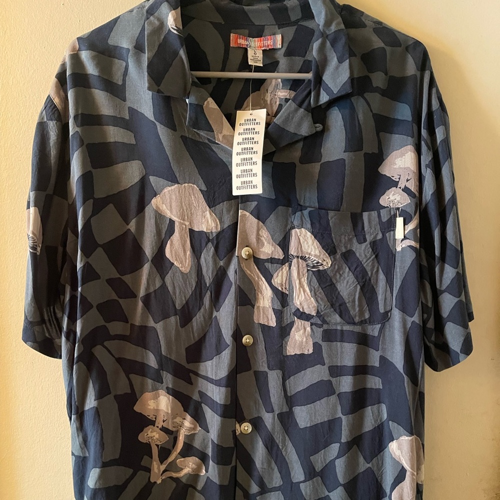 Mushroom Patterned Button-Up Shirt